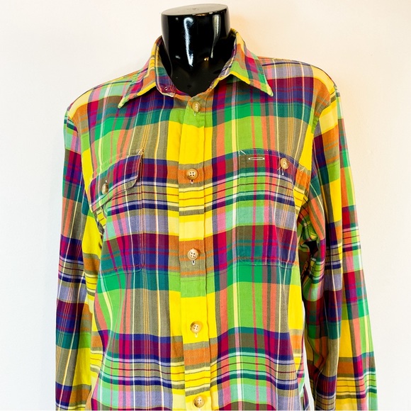 Ralph Lauren Tops - RALPH LAUREN Yellow Plaid Cotton Button Up Dress Shirt